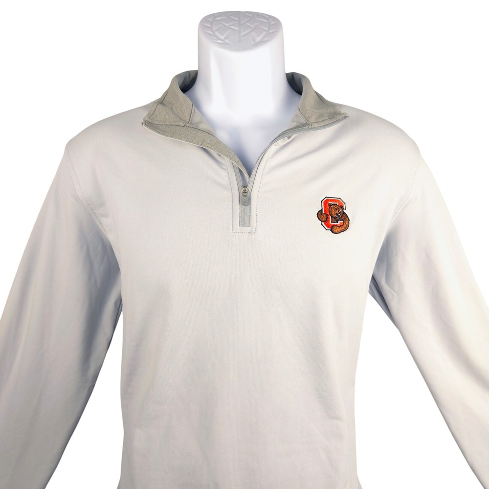 Peter Millar Cornell Big Red 1/4 Zip Pullover Gray Mens Small ME0EK40